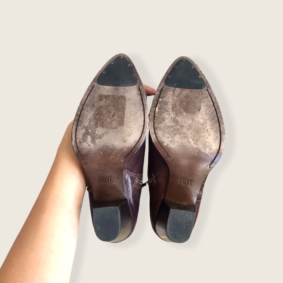 Frye Renee Seam Brown Leather Short Ankle Bootie - Picture 15 of 16